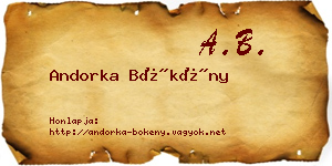 Andorka Bökény névjegykártya